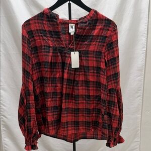 Plaid Red and Black Women's Blouse